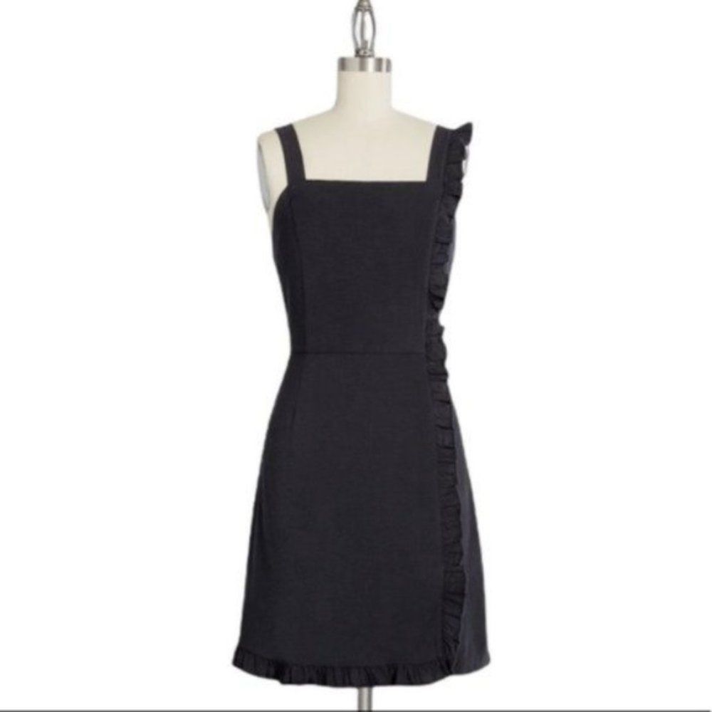 ModCloth Navy Blue Ruffled Square-Neck Mini Dress - Picture 2 of 12